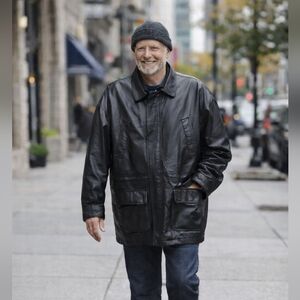 Marc Mattis Genuine Leather Jacket Black Mulipocket Utility Mens Sz Large